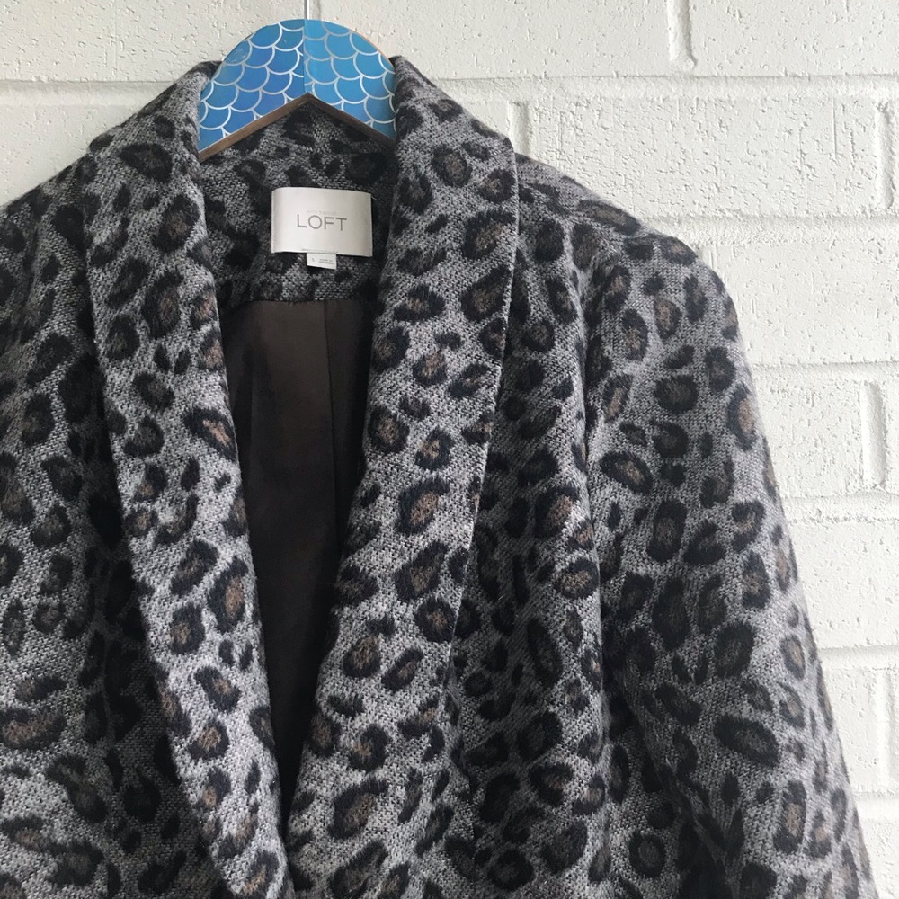 Loft Cheetah Print Wool Blend One Button Blazer - Picture 2 of 7
